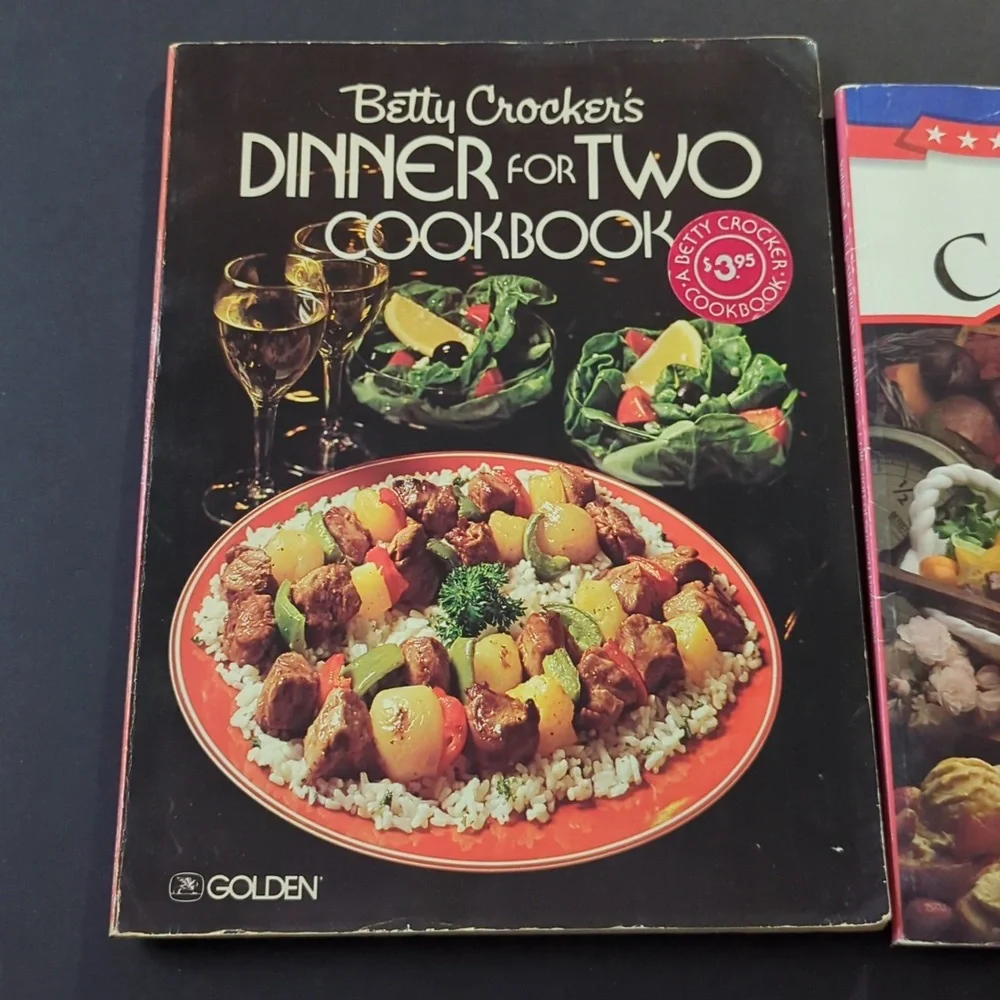 2 Cookbooks All American Cooking 1997 Betty Crocker’s Dinner for Two 1983
